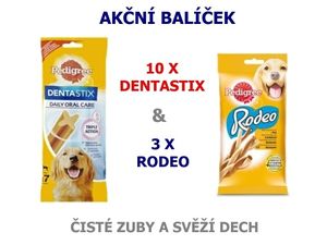 Akční balíček 10x Pedigree Denta Stix Large 270 g + 3x Rodeo 70 g