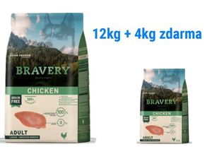Bravery dog Adult Large/Medium grain free chicken 12 kg + 4 kg chicken L/M 1.179