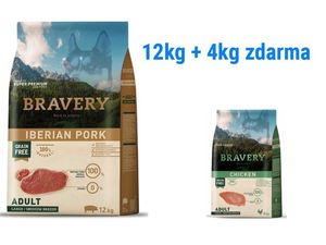 Bravery dog Adult Large/Medium grain free Iberian pork 12 kg + 4 kg chicken zdarma 1.183