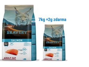 Bravery cat adult grain free salmon 7 kg + 2 kg salmon 1.160