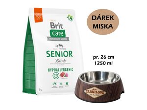 Brit Care Dog Hypoallergenic Senior 3 kg Lamb & rice + dárek Carnilove nerezová miska 1250