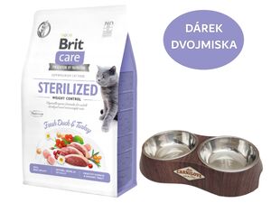 Brit Care Cat Grain-Free Sterilized Weight Control, 2 kg kachna a krůta+dárek Carnilove ne