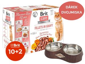 Brit Care Cat Flavour box Fillet in Gravy 12 x 85 g krůta,kachna,sal.,kuře kapsa+dárek Car