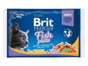 Brit Premium Cat Pouches Fish Plate 400 g (4x100 g) kapsa