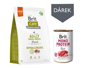 Brit Care Dog Hypoallergenic Adult Small Breed  Lamb & rice 3 kg +dárek Brit Mono Protein 