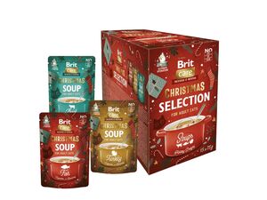 Brit Care Cat Christmas Soups Multipack, 15 ks x 75 g polévka hovězí, krůta,ryba