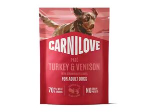 Carnilove Dog Pouch Paté Turkey & Venison with Stawberry Leaves 300 g