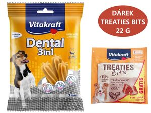 Vitakraft Dental Sticks 3v1 Fresh S 7 ks, 120 g 5-10 kg+dárek Vitakraft dog Treatis Bits