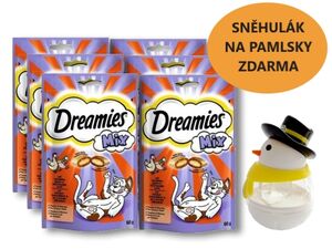 Balíček Dreamies kuře kachna 6 x 60 g + dárek dreamies sněhulák