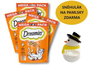 Balíček Dreamies kuřecí 4 x 180 g + dárek dreamies sněhulák