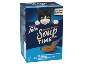 Felix Soup rybí výběr, polévka pro kočky 6 x 48 g treska, tuňák, platýs