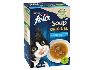 Felix Soup rybí výběr, polévka pro kočky 6 x 48 g treska, tuňák, platýs