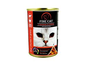 Fine cat 415 g DUO 38 % hovězí s krůtím v omáčce konzerva