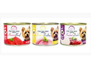 FINE DOG MINI Exclusive konzerva pro psy 100% masa mix 6 x 200 g hovezí, kuře kachna
