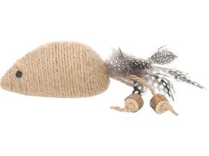 Flamingo hračka pro kočku myš z juty a dřevo matatabi 18 x 4,7 x 4,8 cm přírodní