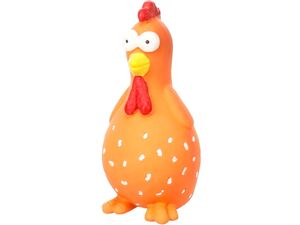 Flamingo hračka pro psa kuře 5 x 6,3 x 10,9 cm se zvukem latex oranžová