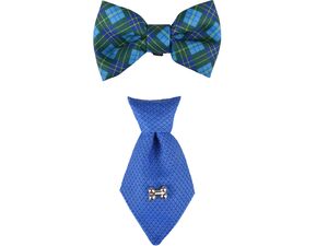 Flamingo ozdoba na obojek kravata a motýlek modrá