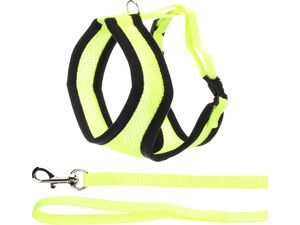 Flamingo postroj s vodítkem pro kočku 32 cm, 36-48 cm , 10 x 1100 mm zářivě žlutý