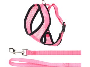 Flamingo postroj s vodítkem pro kočku 37 cm, 45-55 cm , 15 x 1200 mm růžový