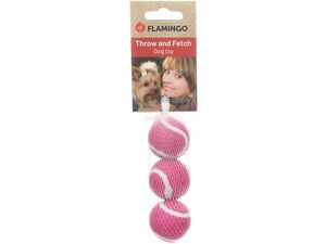 Flamingo hračka pro kočku 3 ks tenisáků mini 3,8 cm růžová