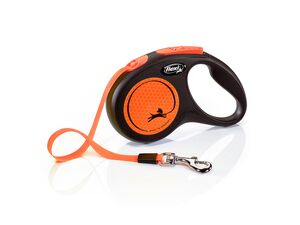 Vodítko flexi neon S 15 kg x 5 m pásek černá/oranžová
