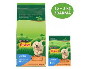 Friskies Junior štěně 15 kg + 3 kg s kuřetem, mlékem a zeleninou