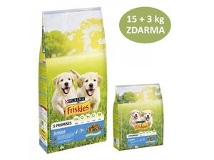 Friskies Junior štěně 15 kg + 3 kg s kuřetem, mlékem a zeleninou