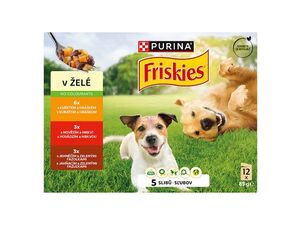Friskies kapsa pes hovězí, kuře, jehně v želé 12 x 85 g