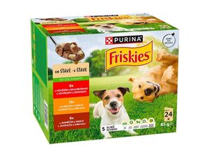 Friskies kapsa pes hovězí, kuře, jehně ve šťávě 24 x 85 g