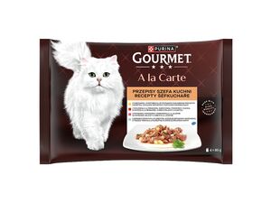 Gourmet kapsa ALA carte 4 x 85 g šéfkuchař ve šťávě kuře,těs,hovězí,pstruh.treska  