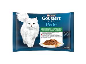 Gourmet kapsa Perle 4 x 85 g Mini filets ve šťávě zel.,tele, zvěř.,hovězí,pstruh