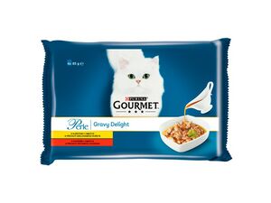 Gourmet kapsa Perle 4 x 85 g Gravy Delight v omáčce kuře přích.uzeného a hovězí