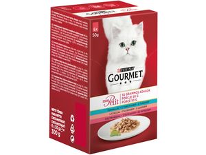 Balíček Gourmet mon Petit šťava 3 x 6 ks x 50 g, tuňán,losos,pstruh SLEVA, dárek tunel
