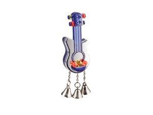 Flamingo hračka kytara 8 cm pro malé papoušky