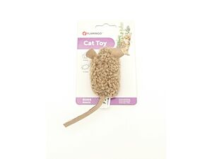 Flamingo hračka pro kočku myš 15 x 5 x 4 cm šustící s catnipem hnědá