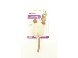 Flamingo hračka pro kočku myš 15 x 5 x 4 cm šustící s catnipem bílá