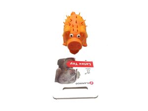 Flamingo hračka pro psa prasátko s výstupky 10 cm pískací latex oranžová