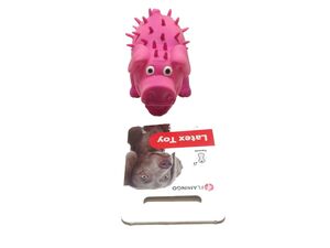 Flamingo hračka pro psa prasátko s výstupky 10 cm pískací latex růžová
