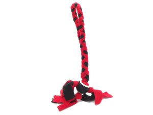 Flamingo hračka pro psa fleecové přetahovadlo 63 cm s tenisákem červená/černá