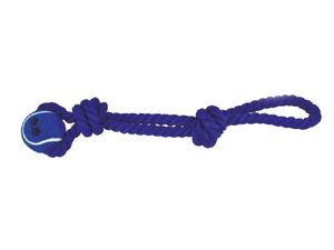 Nayeco hračka pro psa přetahovadlo bavlna s tenisákem 45 cm 320 g modrá