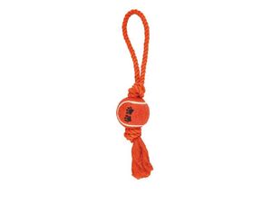 Nayeco hračka pro psa přetahovadlo bavlna s tenisákem 33 cm 120 g oranžová