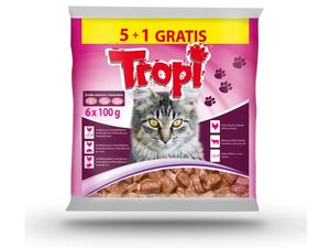 Tropi 6 x 100 g kapsa pro kočku kuře, hovězí, losos, zvěřina SLEVA
