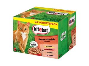 Kitekat Bunte Vierfalt 24x100 g Rind,Huhn,Ente,Lachs in sauce