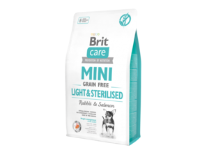 Brit Care Adult mini Grain Free Light & Sterilised Rabbit & salmon 2 kg + konzerva B13.177