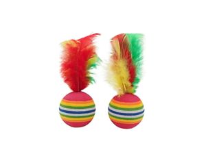 Tatrapet hračka pro kočku míček s peřím průměr 3 cm 18 ks dóza
