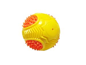 Flamingo hračka pro psa dentální míč pískací 8 cm tvrdá guma žlutá