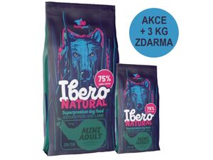 IBERO natural Mini Adult 12 kg + 3 kg pork & lamb