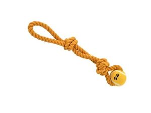 Nayeco hračka pro psa přetahovadlo bavlna s tenisákem 45 cm 320 g žlutá