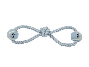 Nayeco hračka pro psa přetahovadlo bavlna s 2 tenisáky 50 cm 350 g světle modrá