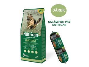 Nutrican Adult Large 15 kg +dárek Nutrican Sausage chicken a salmon 800 g